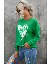 Thumbnail for Azura Exchange Lucky Clover Heart Graphic Sweatshirt - L