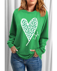 Thumbnail for Azura Exchange Lucky Clover Heart Graphic Sweatshirt - L