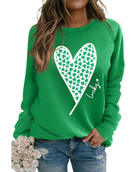 Thumbnail for Azura Exchange Lucky Clover Heart Graphic Sweatshirt - L