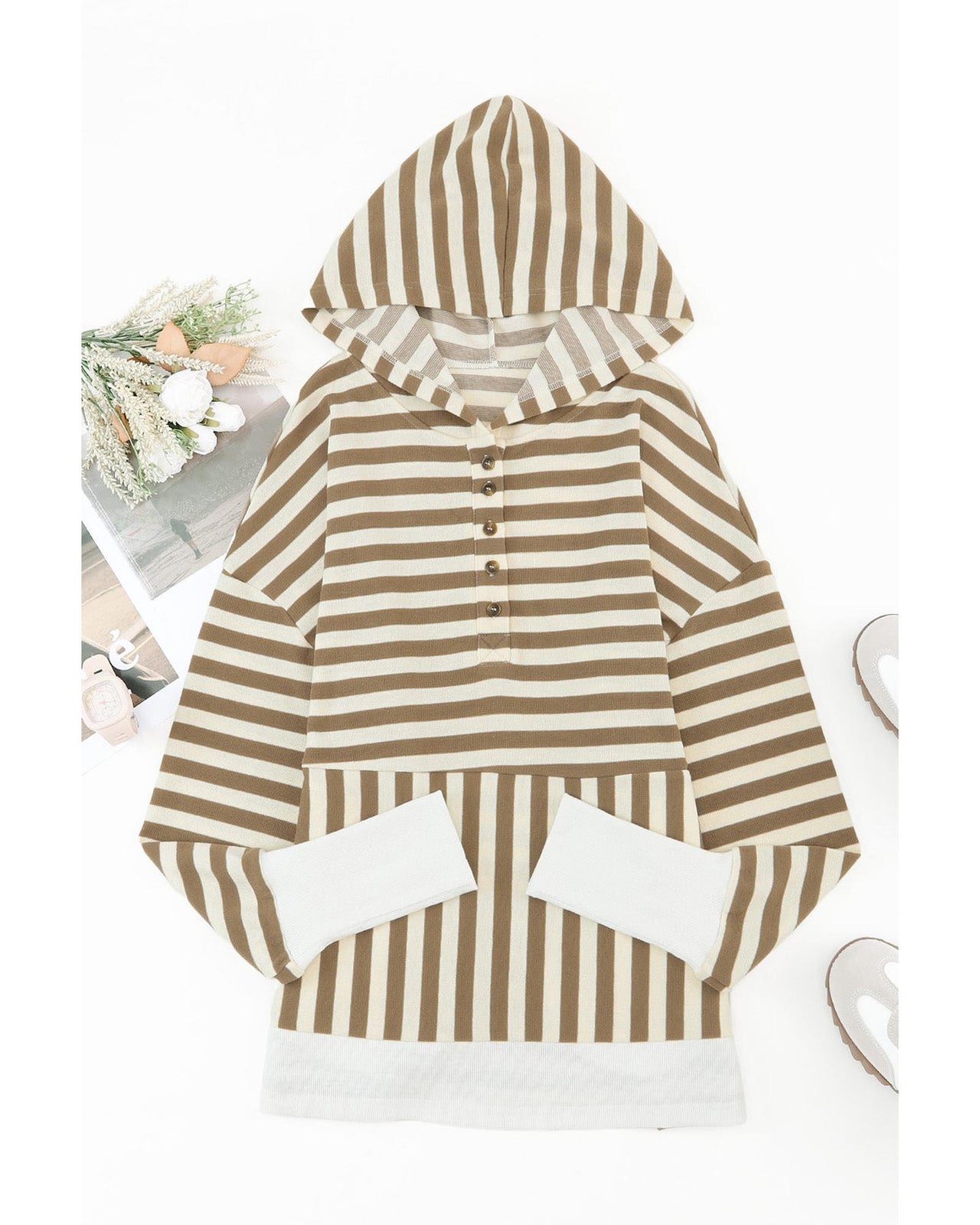 Azura Exchange Striped Oversized Hoodie with Thumbholes - XL