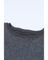 Thumbnail for Azura Exchange Gray Ribbed Knit Round Neck Pullover Sweatshirt - 2XL