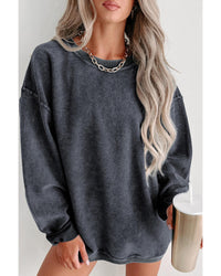 Thumbnail for Azura Exchange Gray Ribbed Knit Round Neck Pullover Sweatshirt - 2XL