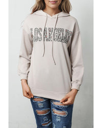 Thumbnail for Azura Exchange Leopard Letter Graphic Hooded Sweatshirt - M