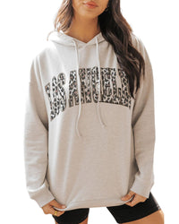 Thumbnail for Azura Exchange Leopard Letter Graphic Hooded Sweatshirt - M