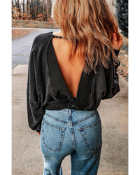 Thumbnail for Azura Exchange Acid Wash Open Back Sweatshirt - XL