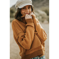 Thumbnail for Azura Exchange Exposed Seam Sweatshirt with Zip Collar and Big Flap Pocket - L