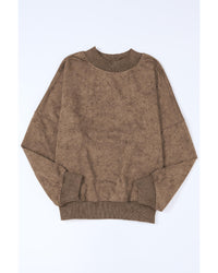 Thumbnail for Azura Exchange Relaxed Brown Crew Neck Sweatshirt with Drop Shoulder Design - L