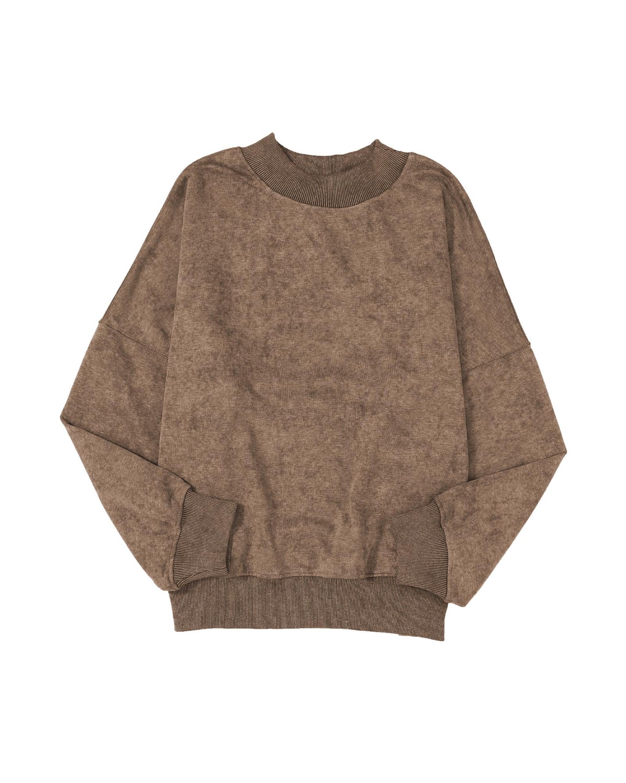 Azura Exchange Relaxed Brown Crew Neck Sweatshirt with Drop Shoulder Design - L