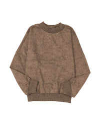 Thumbnail for Azura Exchange Relaxed Brown Crew Neck Sweatshirt with Drop Shoulder Design - L