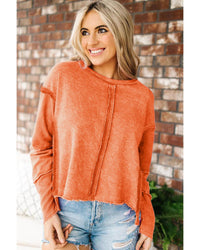 Thumbnail for Azura Exchange Exposed Seamed High Low Raw Edge Sweatshirt - M