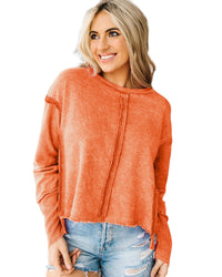 Thumbnail for Azura Exchange Exposed Seamed High Low Raw Edge Sweatshirt - M