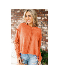 Thumbnail for Azura Exchange Exposed Seamed High Low Raw Edge Sweatshirt - M