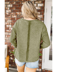 Thumbnail for Azura Exchange Green High Low Raw Edge Sweatshirt - 2XL