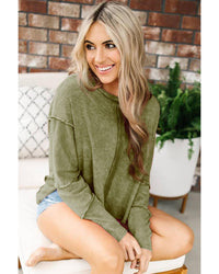 Thumbnail for Azura Exchange Green High Low Raw Edge Sweatshirt - 2XL