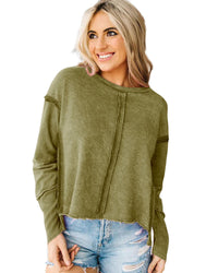 Thumbnail for Azura Exchange Green High Low Raw Edge Sweatshirt - 2XL