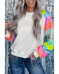 Thumbnail for Azura Exchange Color Block Sequin Raglan Sleeve Sweatshirt - L