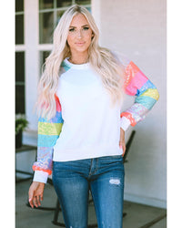 Thumbnail for Azura Exchange Color Block Sequin Raglan Sleeve Sweatshirt - L