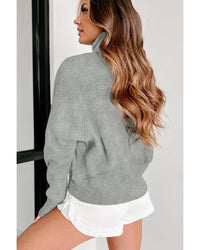 Thumbnail for Azura Exchange Stand Collar Ribbed Sleeve Sweatshirt - L