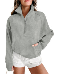 Thumbnail for Azura Exchange Stand Collar Ribbed Sleeve Sweatshirt - L