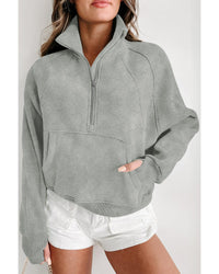 Thumbnail for Azura Exchange Stand Collar Ribbed Sleeve Sweatshirt - L