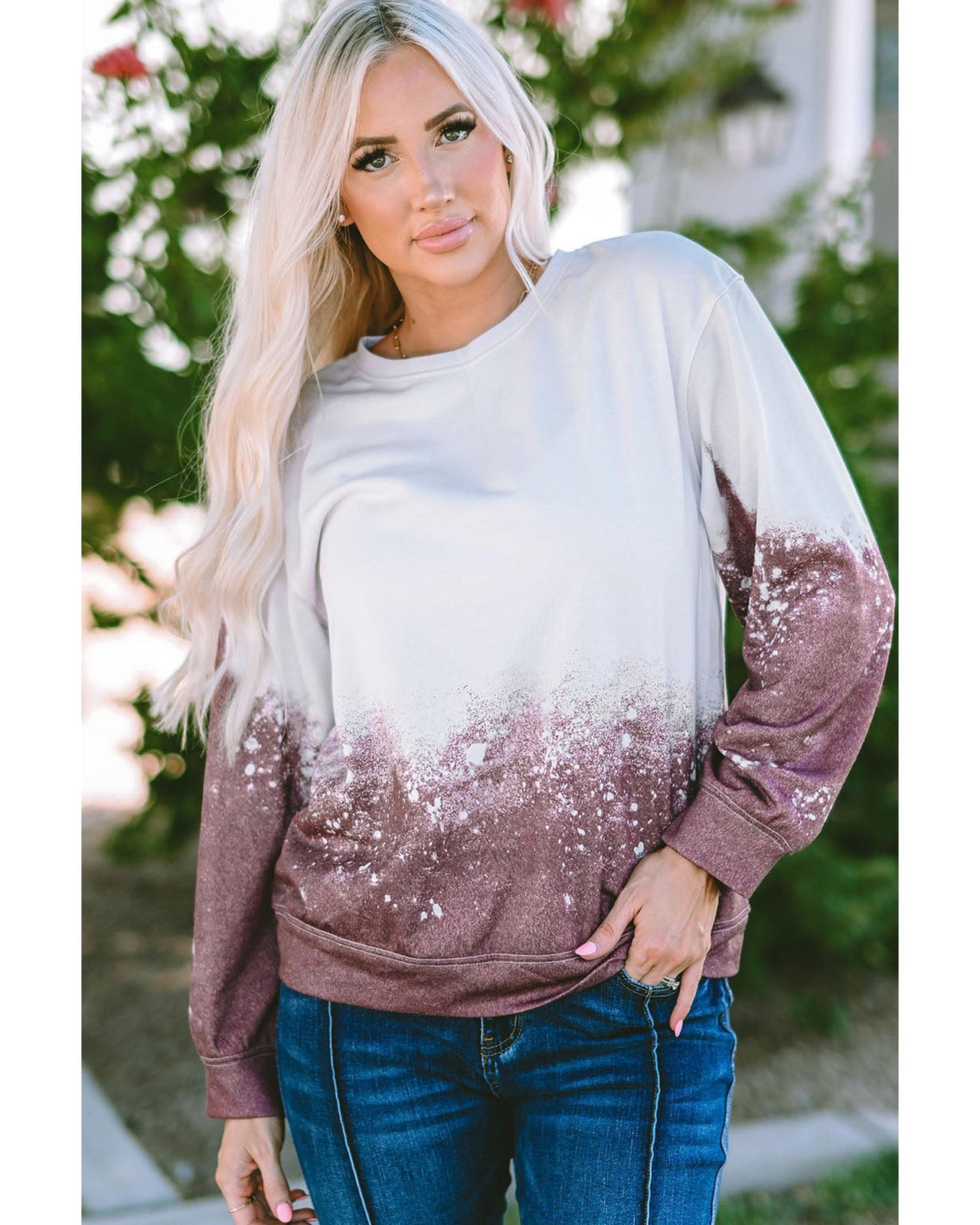 Azura Exchange Gradient Tie Dye Pullover Sweatshirt - S