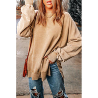 Thumbnail for Azura Exchange Oversized Khaki Drop Shoulder Sweatshirt - L