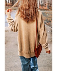 Thumbnail for Azura Exchange Oversized Khaki Drop Shoulder Sweatshirt - L