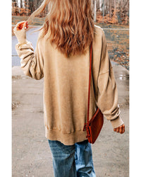 Thumbnail for Azura Exchange Oversized Khaki Drop Shoulder Sweatshirt - XL