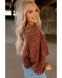 Thumbnail for Azura Exchange Leopard Bubble Sleeve Pullover Sweatshirt - M