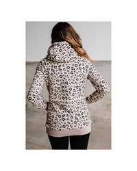 Thumbnail for Azura Exchange Leopard High Neck Hoodie with Kangaroo Pocket - M