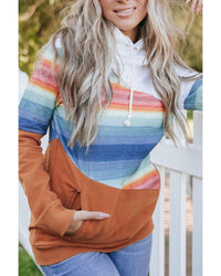 Thumbnail for Azura Exchange Striped Colorblock Pocketed Hoodie - M