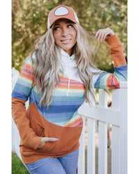 Thumbnail for Azura Exchange Striped Colorblock Pocketed Hoodie - M