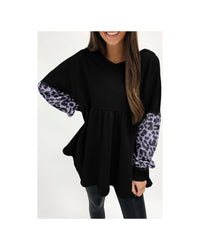 Thumbnail for Azura Exchange Leopard Splicing Ruffle Sweatshirt - M