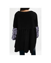 Thumbnail for Azura Exchange Leopard Splicing Ruffle Sweatshirt - M