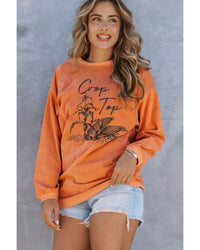 Thumbnail for Azura Exchange Corn Graphic Orange Crop Top Sweatshirt - L