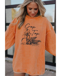 Thumbnail for Azura Exchange Corn Graphic Orange Crop Top Sweatshirt - L