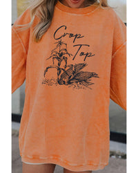 Thumbnail for Azura Exchange Corn Graphic Orange Crop Top Sweatshirt - L