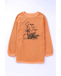 Thumbnail for Azura Exchange Corn Graphic Orange Crop Top Sweatshirt - L