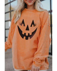 Thumbnail for Azura Exchange Pumpkin Smile Face Graphic Sweatshirt - 2XL