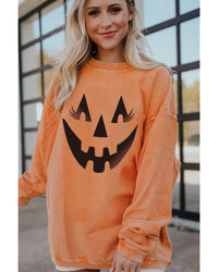 Thumbnail for Azura Exchange Pumpkin Smile Face Graphic Sweatshirt - 2XL