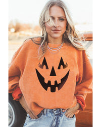 Thumbnail for Azura Exchange Pumpkin Smile Face Graphic Sweatshirt - 2XL