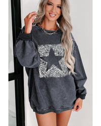 Thumbnail for Azura Exchange Leopard Star Graphic Corded Sweatshirt - 2XL