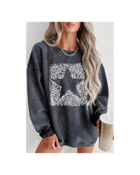 Thumbnail for Azura Exchange Leopard Star Graphic Corded Sweatshirt - 2XL