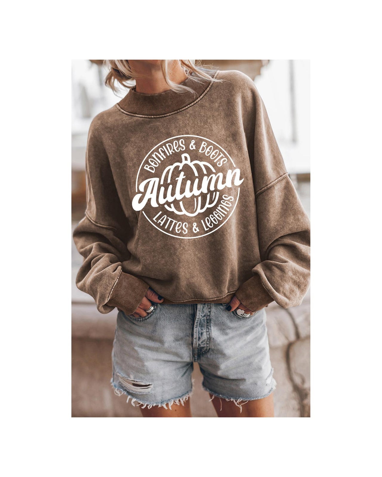 Azura Exchange Autumn Pumpkin Print Drop Shoulder Sweatshirt - L