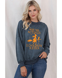 Thumbnail for Azura Exchange Halloween Letter Graphic Drop Shoulder Sweatshirt - M