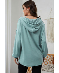 Thumbnail for Azura Exchange High and Low Hem Hoodie with Buttoned Detail - XL