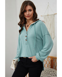 Thumbnail for Azura Exchange High and Low Hem Hoodie with Buttoned Detail - XL