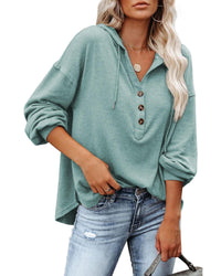 Thumbnail for Azura Exchange High and Low Hem Hoodie with Buttoned Detail - XL