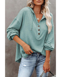 Thumbnail for Azura Exchange High and Low Hem Hoodie with Buttoned Detail - XL