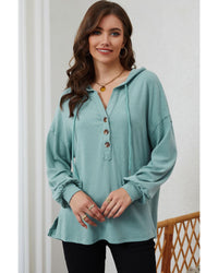 Thumbnail for Azura Exchange High and Low Hem Hoodie with Buttoned Detail - XL